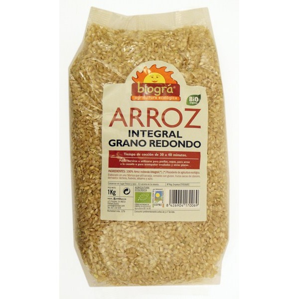 Arroz integral grano redondo Biográ 1kg.