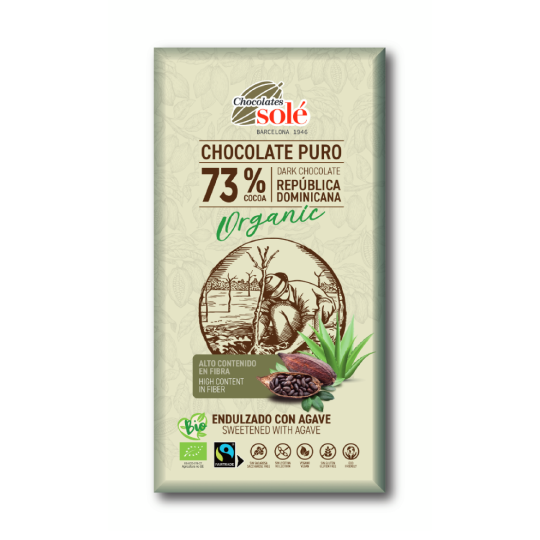 Chocolate negro 73% con agave Solé 100g.