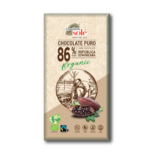 Chocolate negro 86% Chocolates Solé 100g.